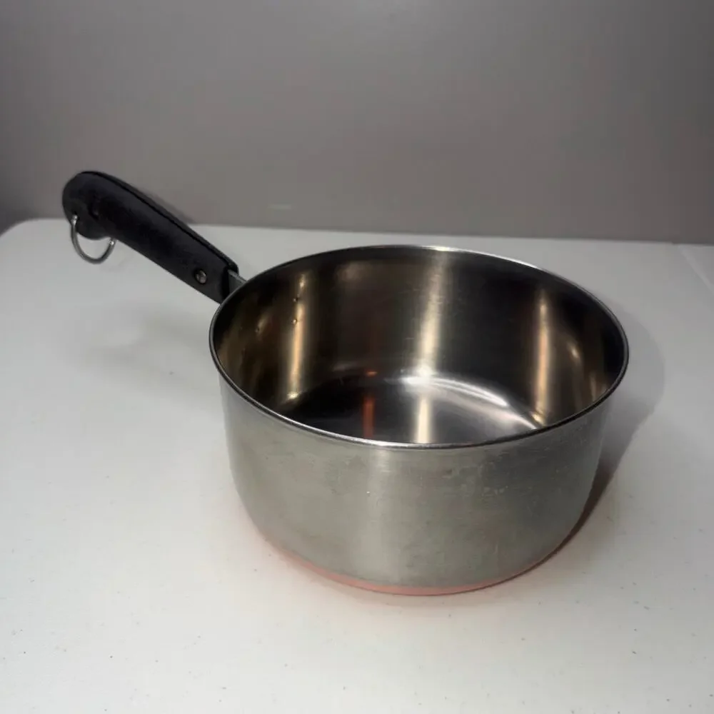 Revere Ware 2 Quart Copper Bottom Saucepan Pot Made in USA 1801 Stainless Steel